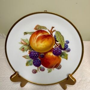 Vintage Schumann Bavaria Fruit Plate • Peaches & Blackberries • German Porcelain